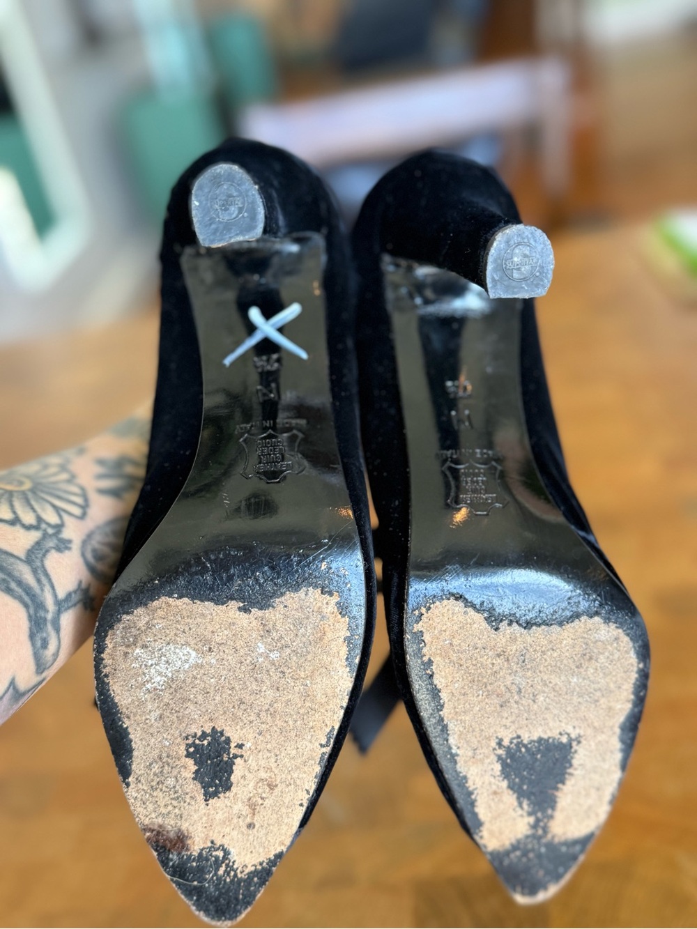 Vintage Yves Saint Laurent Velvet With Satin Lace up Heels. Made in Italy size 7 - Picture 8 of 9